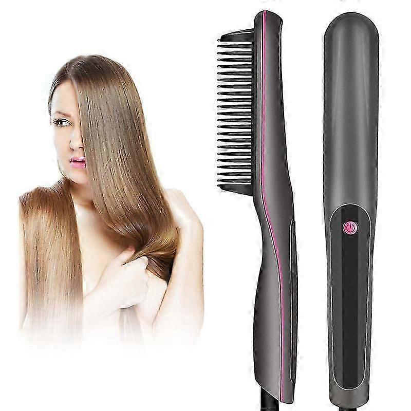 Hair Straightener Brush,Hair Straightening Comb Fast Heating Ceramic PTC Straightening Brush 30s Fast Heating with 3 Temp Settings Professional Hair S