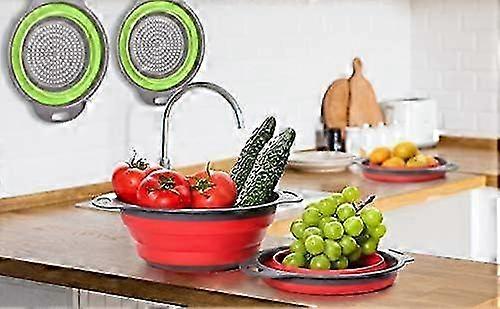 Collapsible Strainers for Space-Saving Design, Silicone Colander Set of 2 for Compact Kitchen Essentials, Ergonomic Design for Easy Handling and Heat