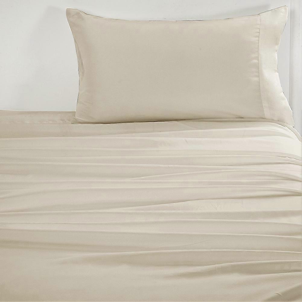 Soft Beige Full Size 4Pcs Bed Sheet Set Deep Pocket Microfiber