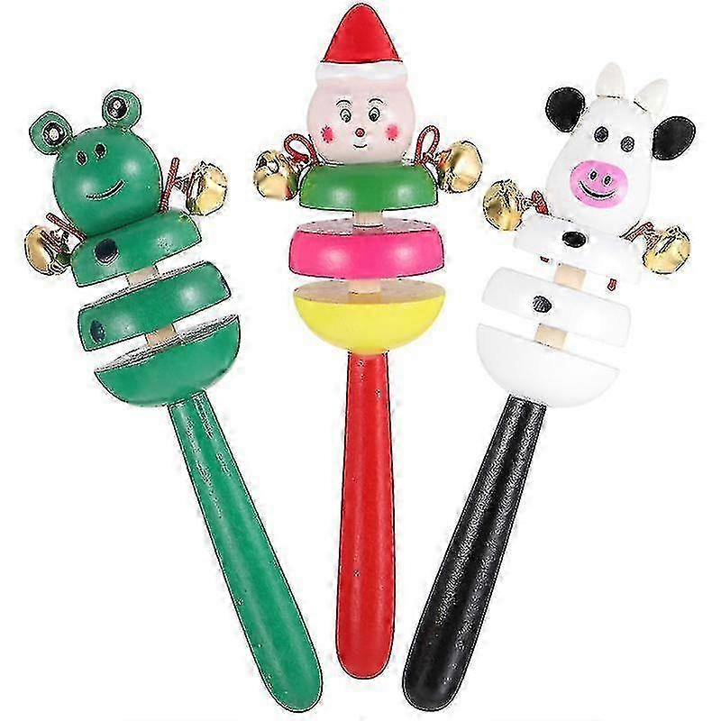 3pcs Wood Animal Rattle