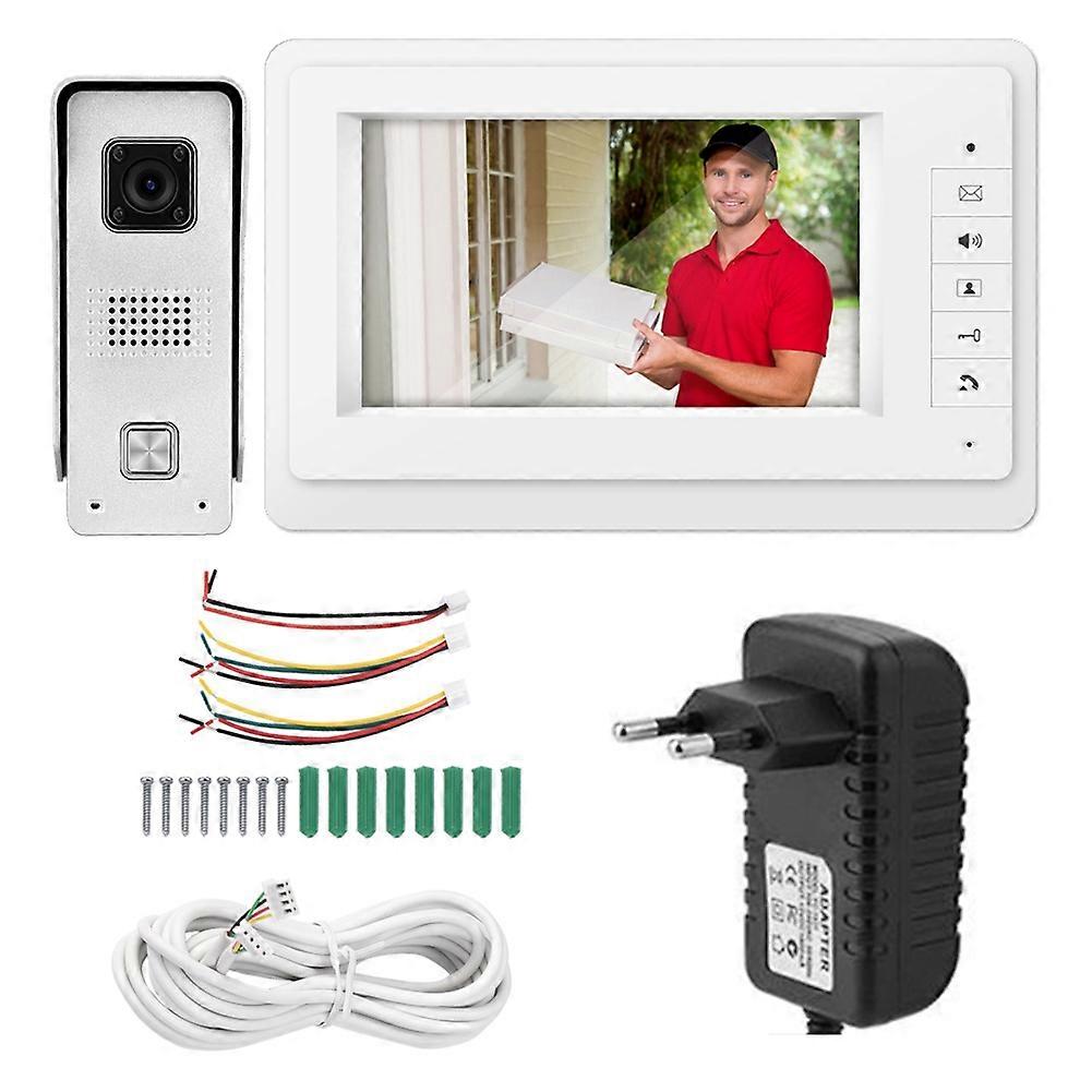 7 Inches Home Security Video Intercom Doorbell Visual Door Bell Interphone System 100-240V EU