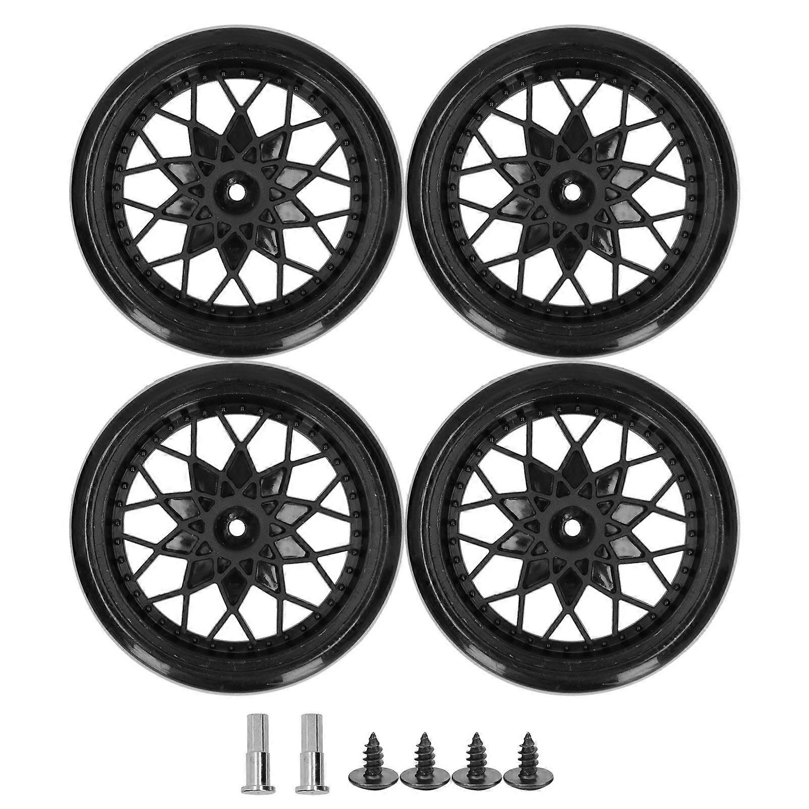 4Pcs Remote Control Car Metal Axle Tire Set Accessory for WPL D12 Micro Truck Model Carblack