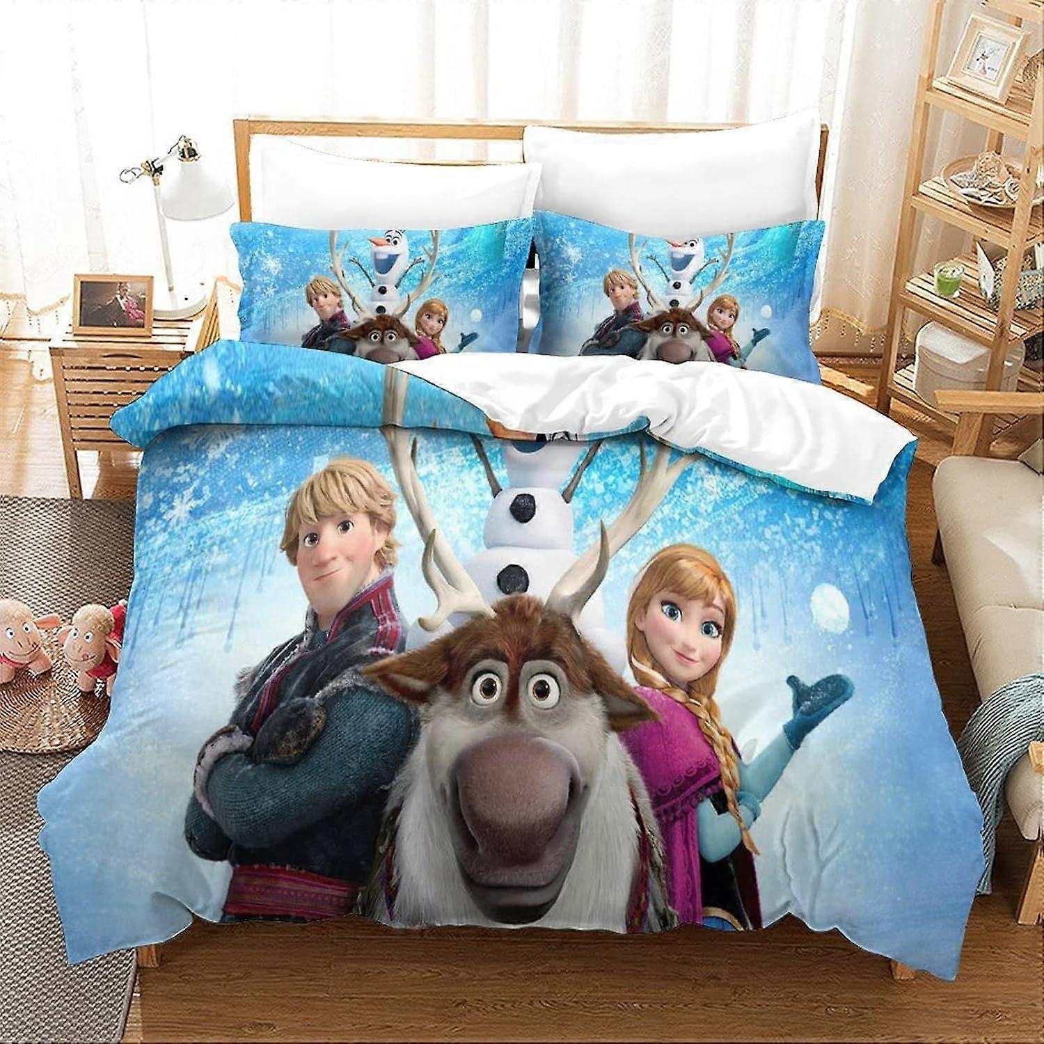 PIN852 Duvet Cover Set Frozen Single Size Duvet Covers Cartoon Anime Bedding Set Easy Care Hypoallergenic for Kids Youth Boys Girls Adults Quilt Cover