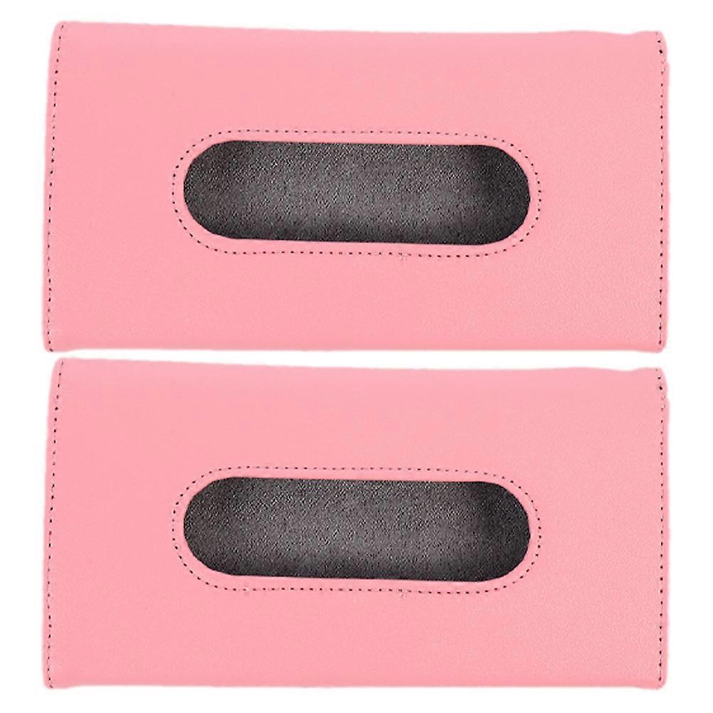 Car Napkin Holder Vehicle Tissue Box for Family and Friends Made of Pu Pink Space-Saving Design 2Pcs