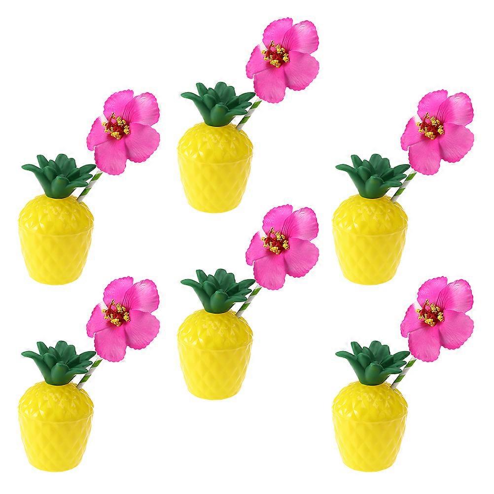 Party Beverage Cups Pineapple Cups for Storage 6Pcs Durable Plastic
