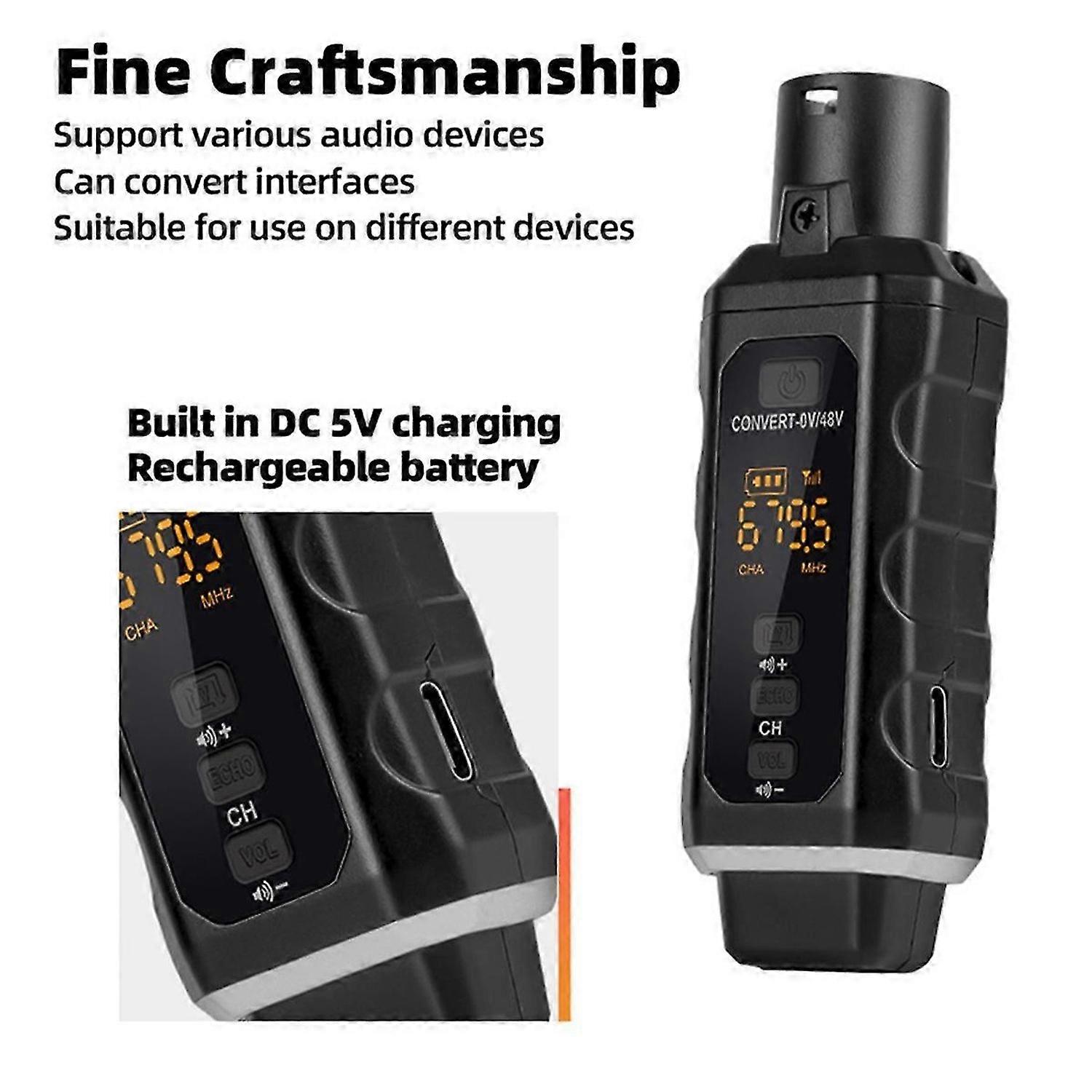 New 48V Capacitor XLR Adapter Microphone Transmitter Receiver