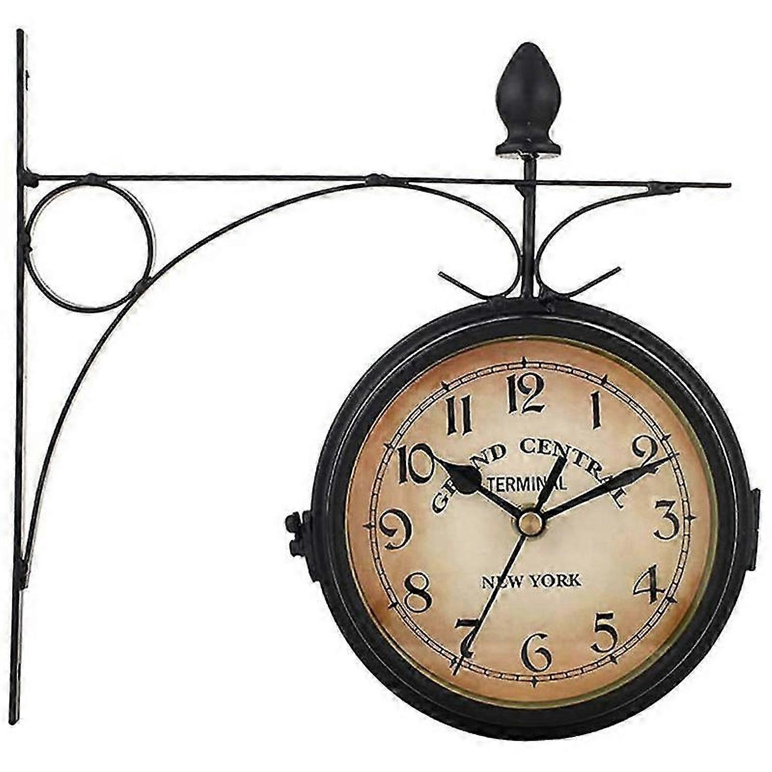 レトロな壁掛け時計両面ヨーロピアンアンティークスタイル鉄壁掛け時計
