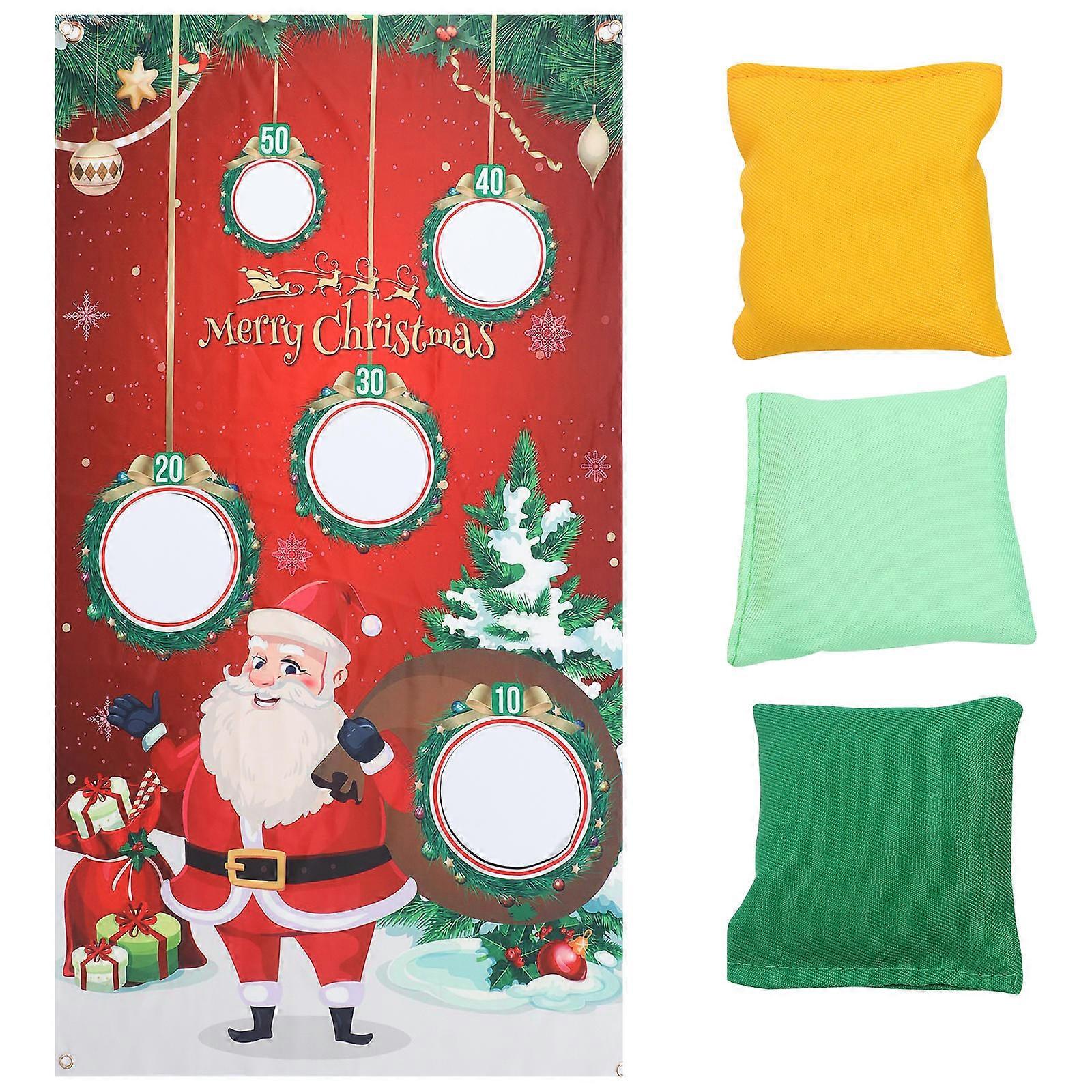 Christmas Toss Game Santa Claus Cornhole Game for Playing with 3 Sandbags