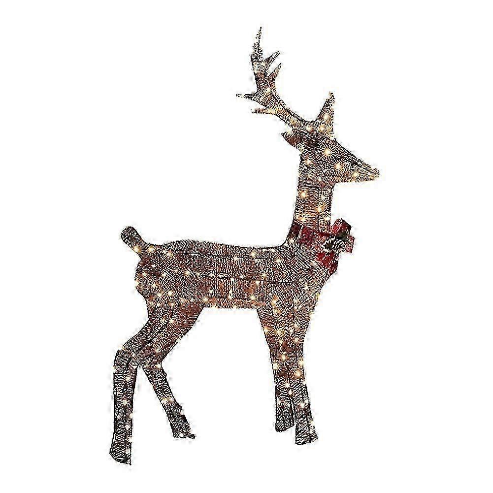 Glowing Christmas Deer Ornament LED Christmas Reindeer Decoration Glitter Xmas Reindeer Outdoor Garden Decoration