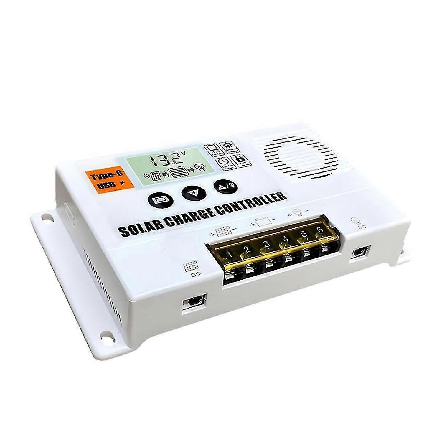 12/24V 30A PWM Solar Charge Controller, Solar Panel Regulator with LCD Display for Lithium and Flood