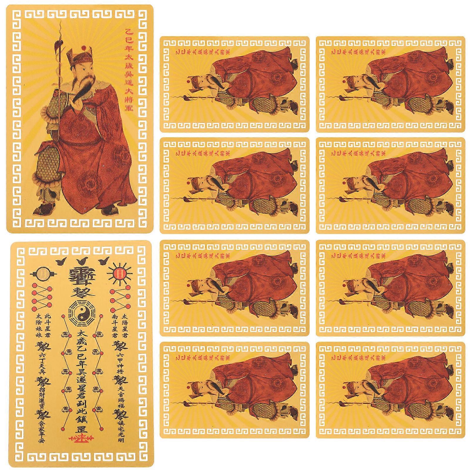 Feng Shui Amulet Chinese Taisui Card for Protection 10Pcs Traditional Decor