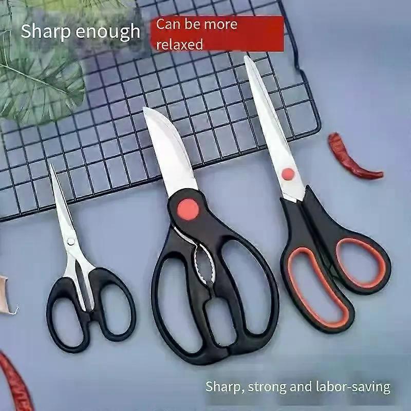Stainless steel kitchen scissors Multi-functional strong chicken bone scissors can hold walnut hand scissors 3 sets