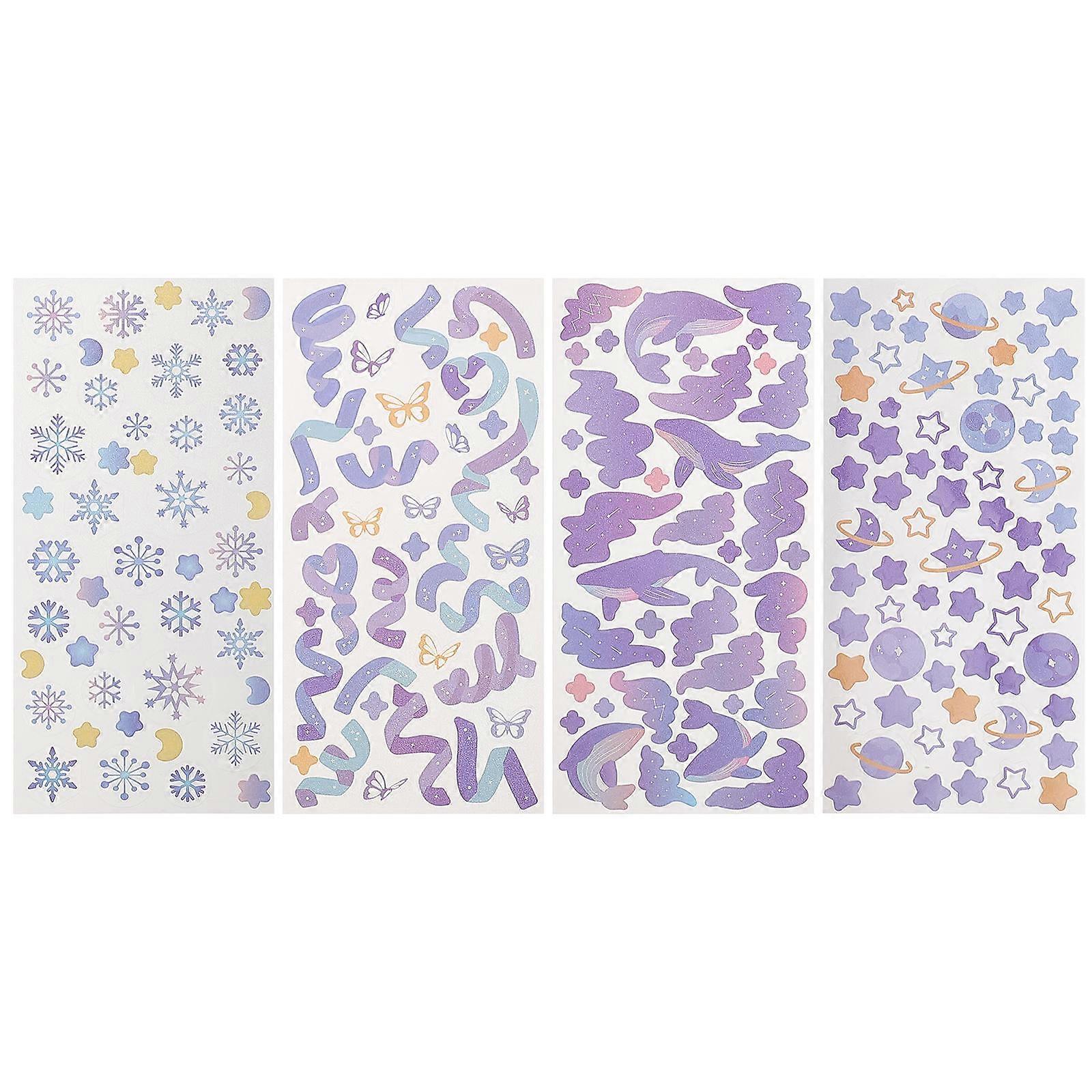 Stickers Colorful Decorative Decal for Decoration 4 Sheets Pet Material