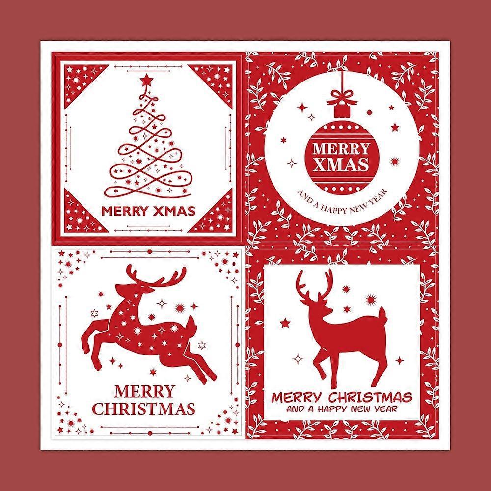 25pcs /Pack Christmas Square Gift Box Seal Sticker