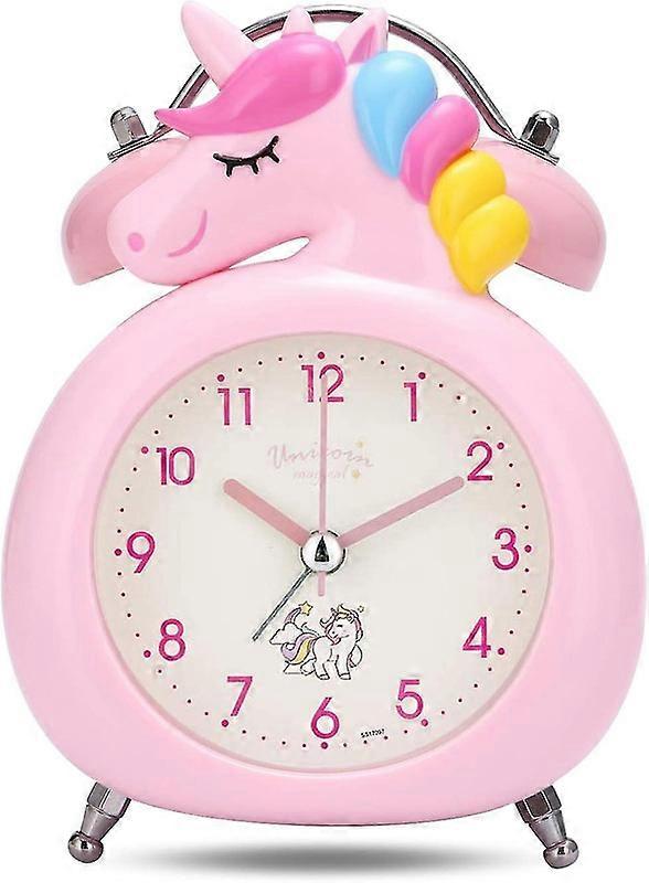 Unicorn Alarm Clock for Girls, Analog Pink Alarm Clock for Kids