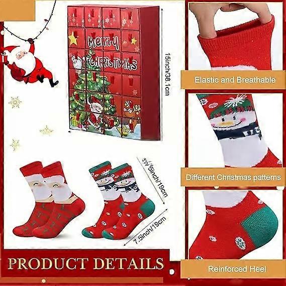 2025 Χριστουγεννιάτικη αντίστροφη μέτρηση Advent Calendar Socks Blind Box 24PCS Surprise Gift Box