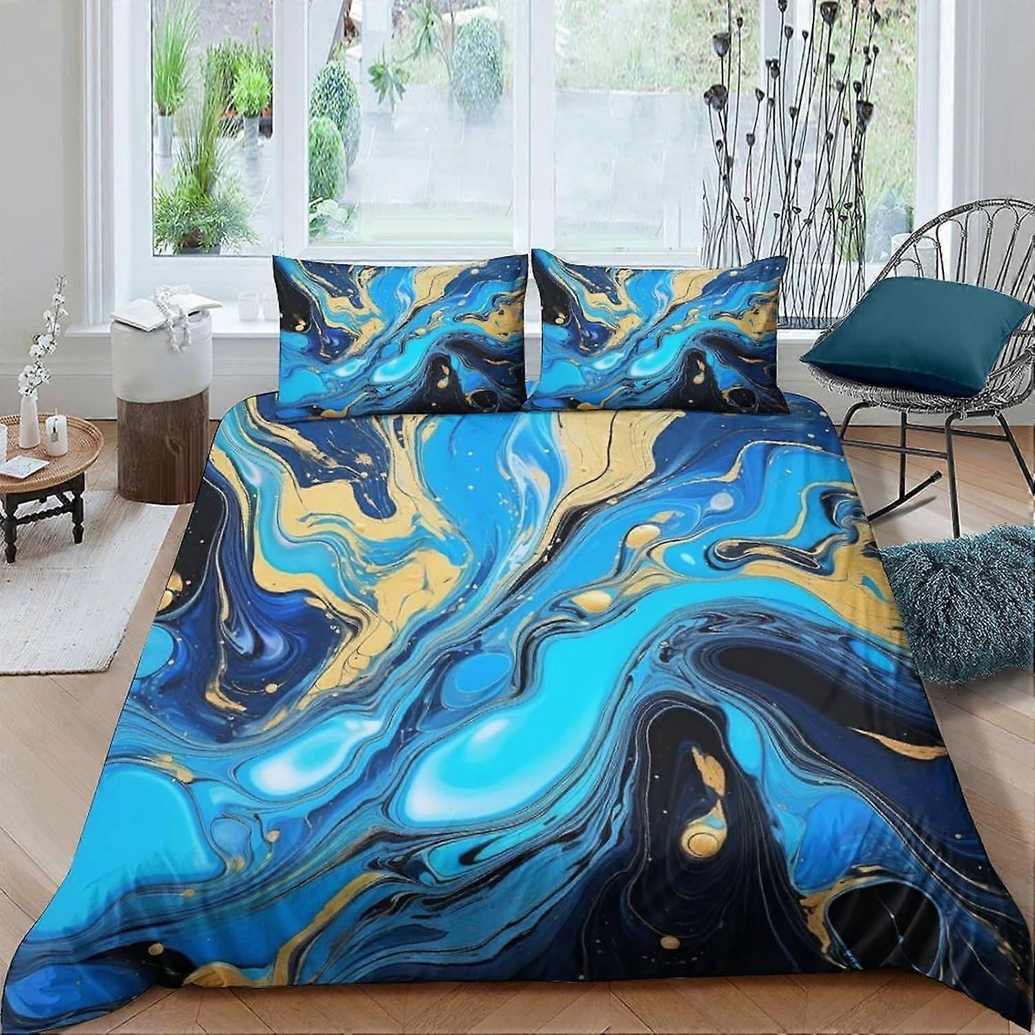 w35 Marble Pattern Quilt Duvet Cover 3 Piece Set with Zipper Closure 3D Soft Bedding Bedding Sets Microfiber Bedding Double u35