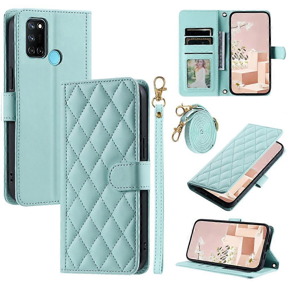Compatible pour Realme 7i (Global) / C17 Crossbody Case Rhombus Pattern Stand Function Leather Phone Cover