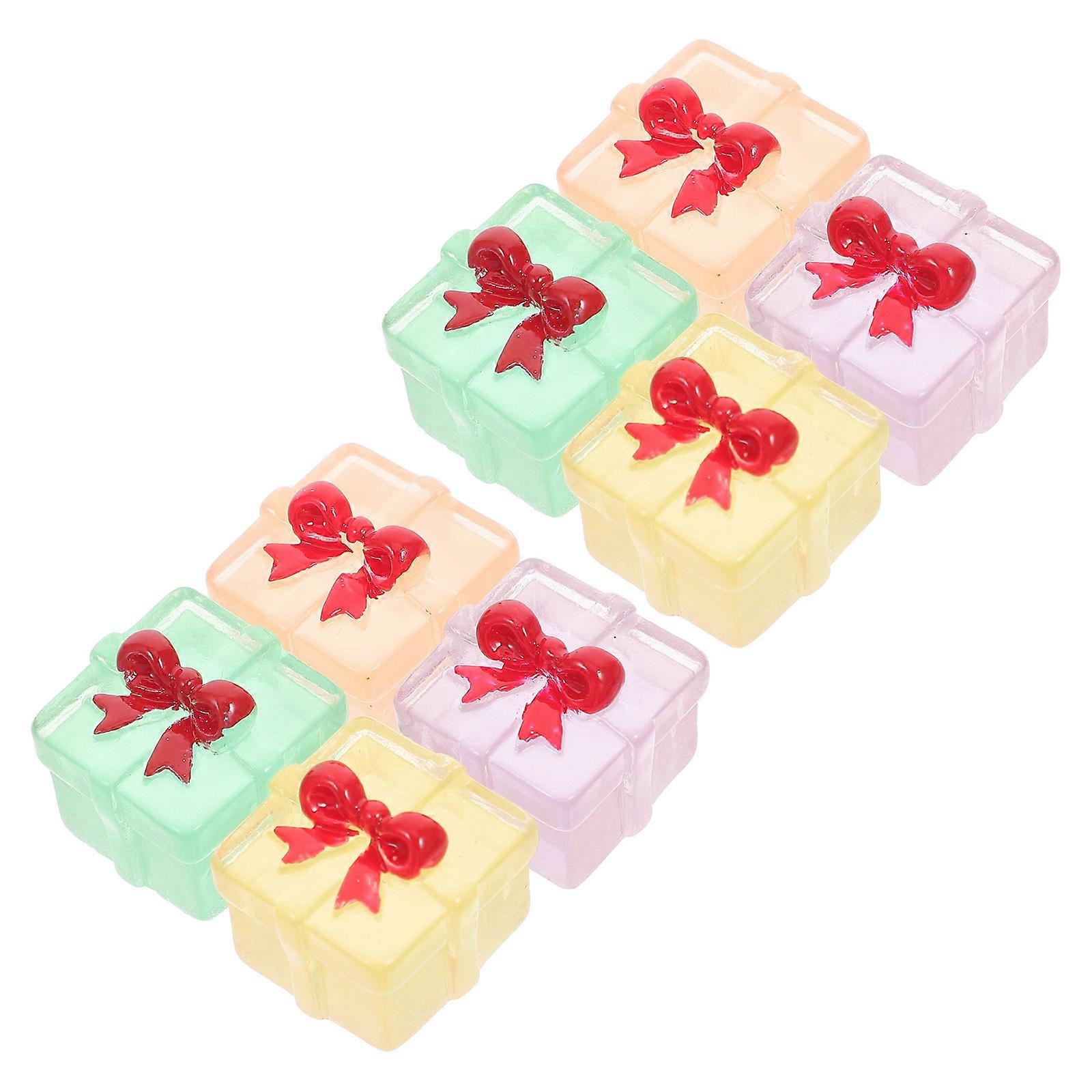 Tiny Mini Resin Present Boxes for Decor 32Pcs Luminous Holiday Decorations