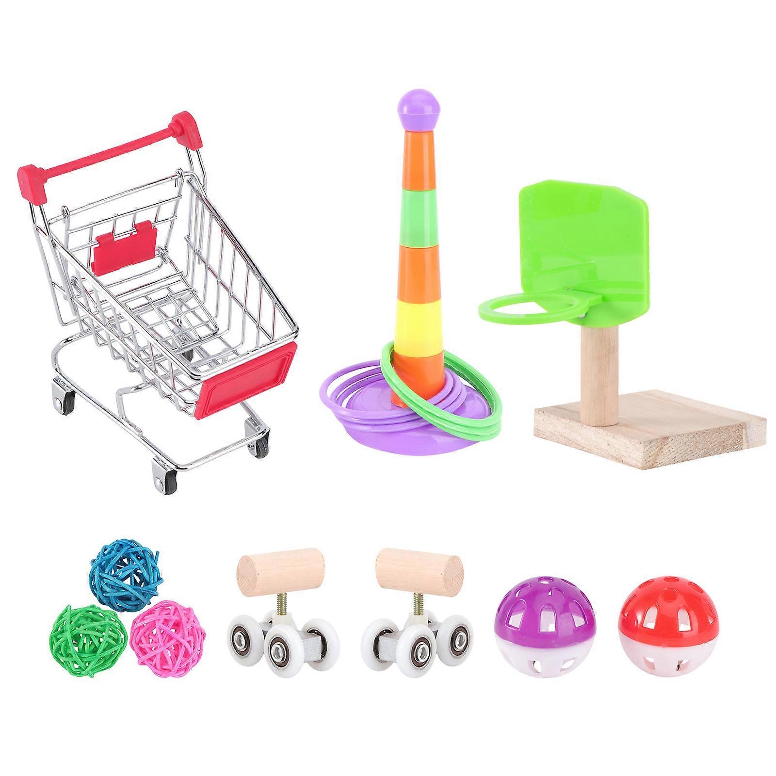 Parrot Fun Toy Set For Cockatiels Parakeets Small Birds Nibbling Indoor Set