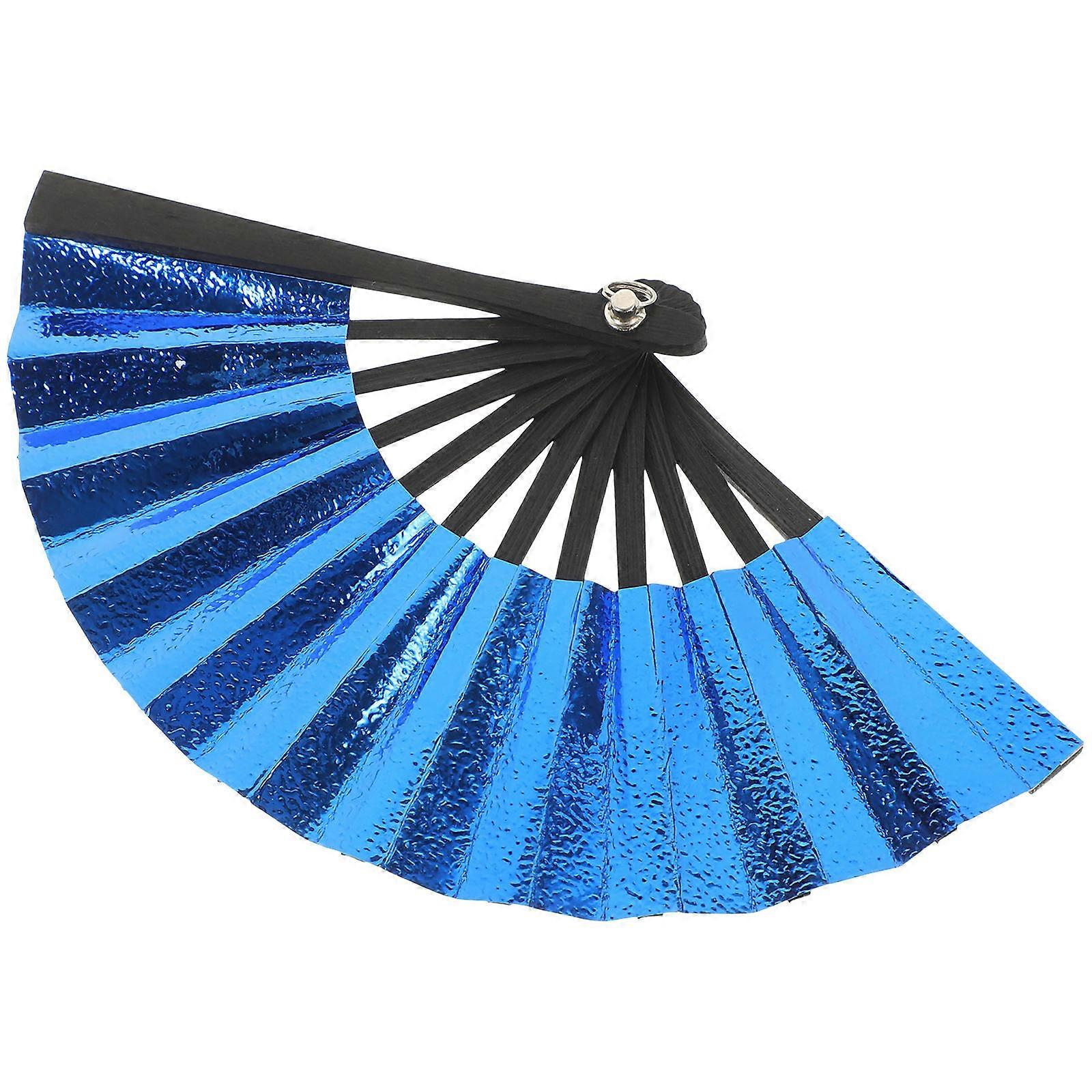 Miniature Handheld Folding Fan Blue for Decoration 3Pcs Photo Prop DIY Paper Fan