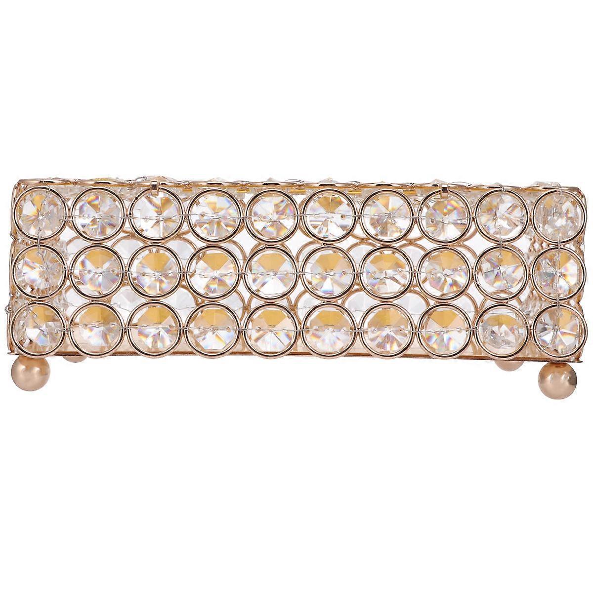 Golden Crystal Tissue Box Paper Holder for Storing 3Pcs Hollow Style