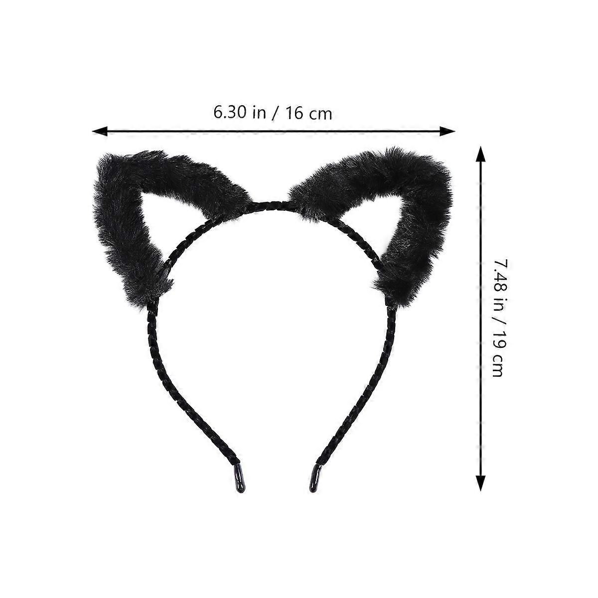 Decorative Hair Band Cat Ears Shape for Decoration Use 2Pcs Black Plush
