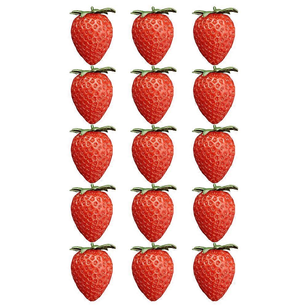 Simulation Fruit Ornament Lifelike Strawberry Model for Decoration 15Pcs Set