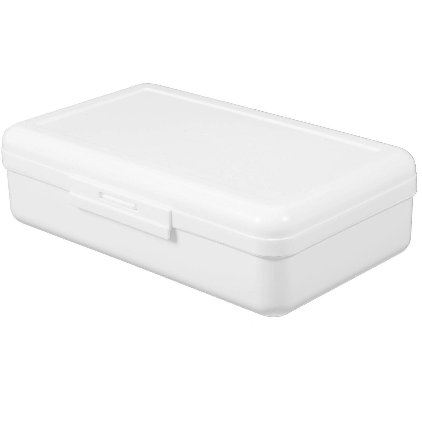 3Pcs Portable Plastic Pencil Box for School White Pencil Storage Case