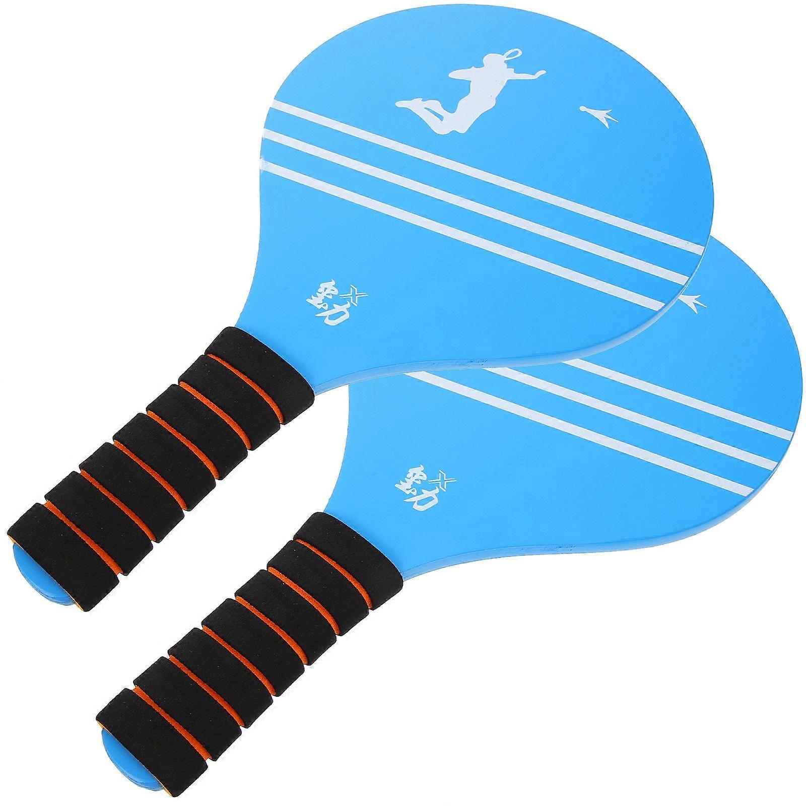 Blue Wooden Paddle Ball Rackets for Playing Use 6Pcs Durable Set