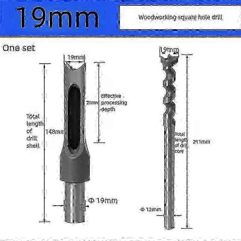 Tib Square Drill Bit Square Hole Saw 6.4-25mm Mortise Chisel Wood Drill Bit Hss Hole Cutter With Twist Drill Wood Drilling Toolz