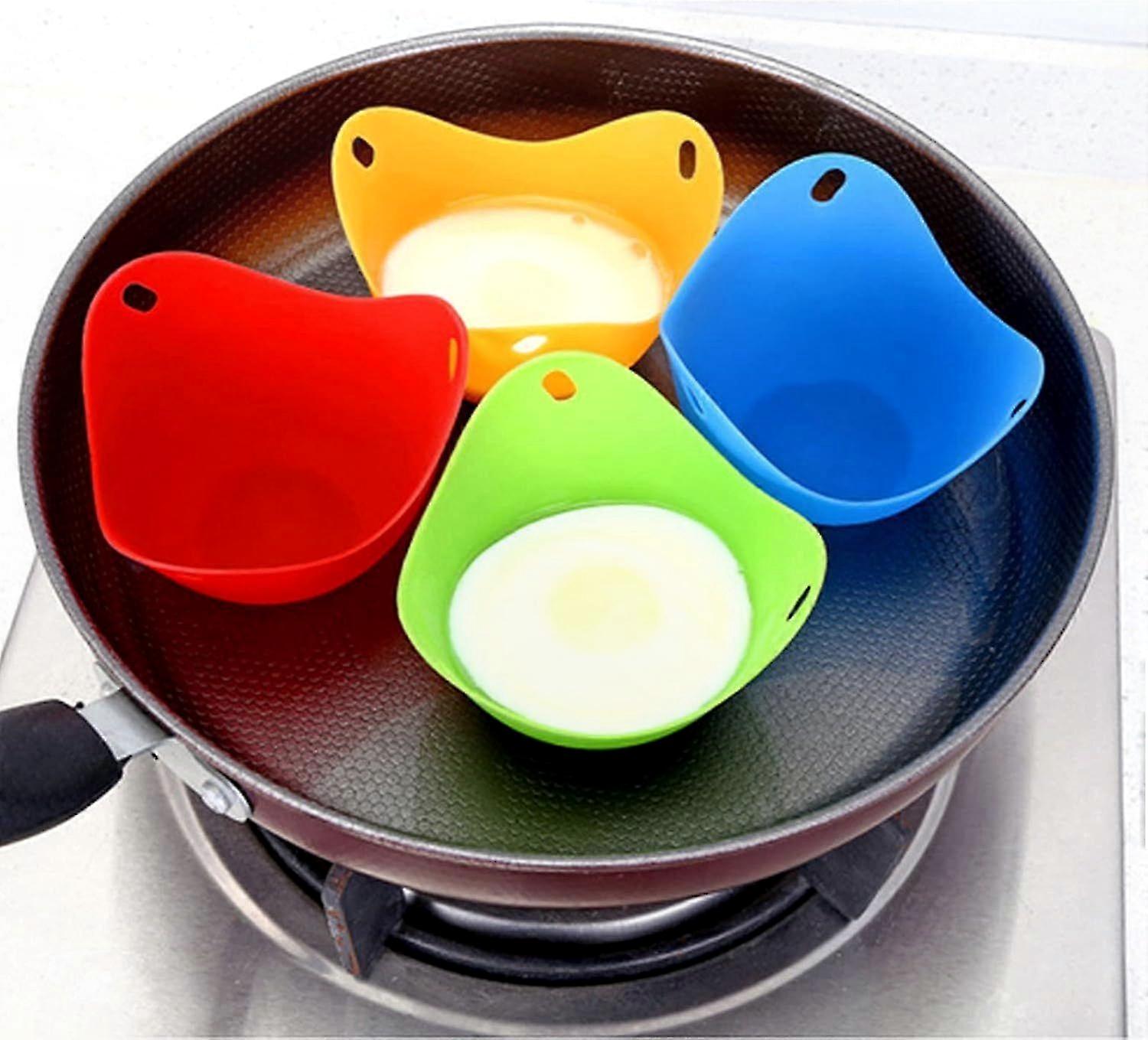 4-Pack Silicone Egg Poacher Cups, Non-Stick Microwave & Stovetop Egg Cooker for Perfect Poached Eggs, Egg Boiler Molds Tray