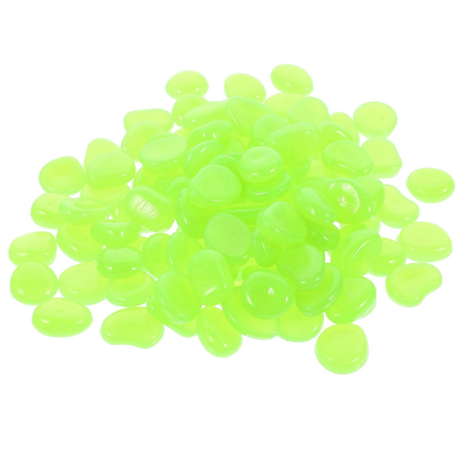 Decorative Resin Luminous Pebbles 600 Pcs For Fish Tank And Garden Outdoor Occasions Green Glow In The