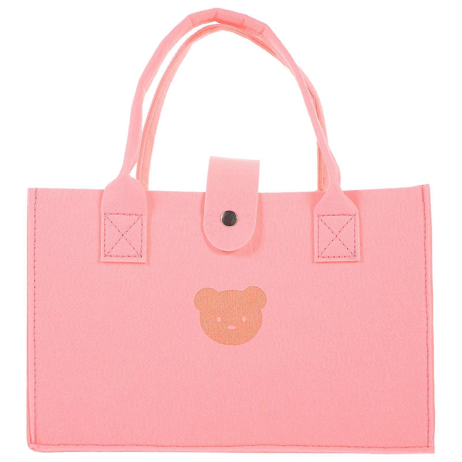 Large Capacity Women Tote Bag For School And Grocery Shopping In Pink Color With Snap Button Design 1Pack