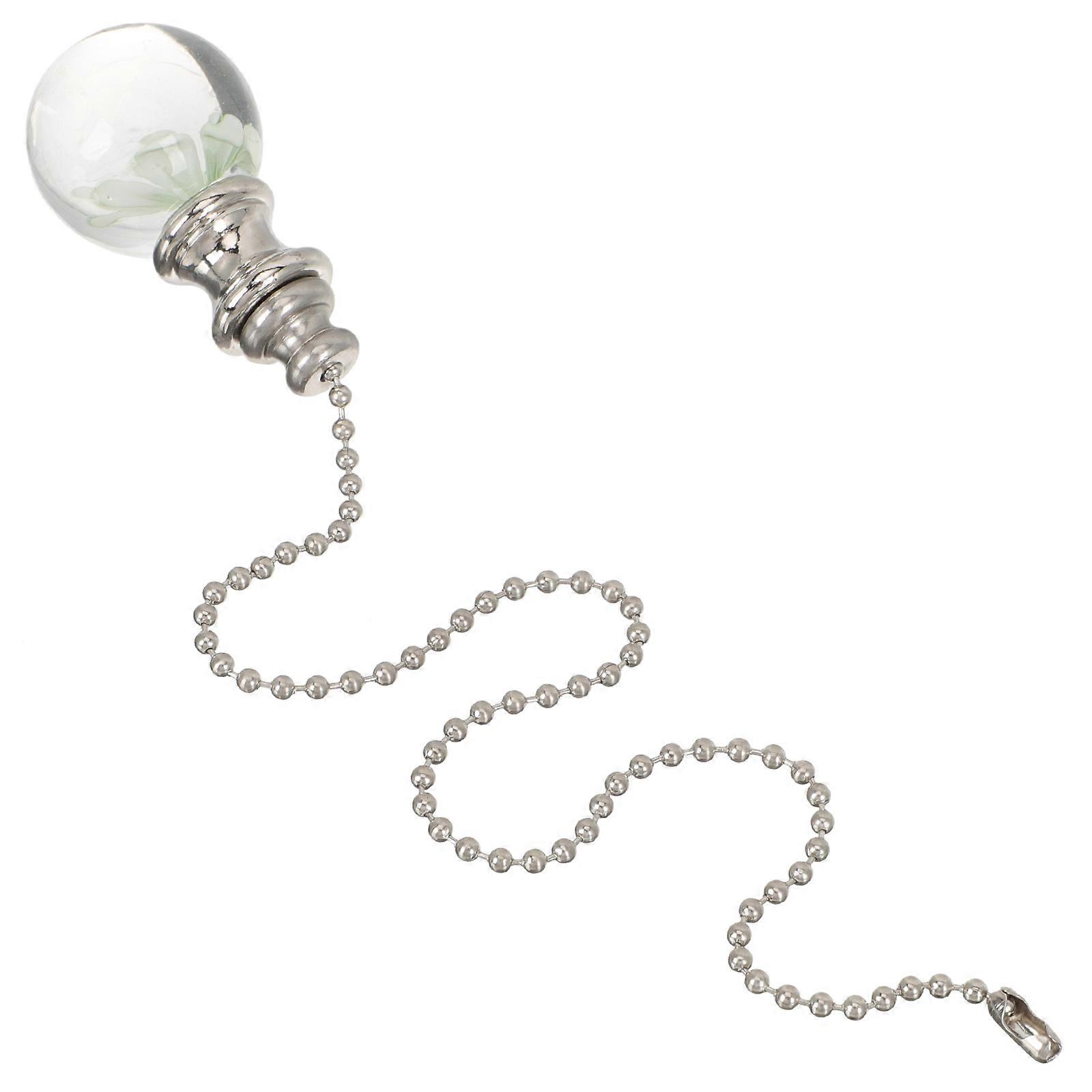 Ceiling Fan Pull Chain Extender Silver Glass Metal Decorative for Light