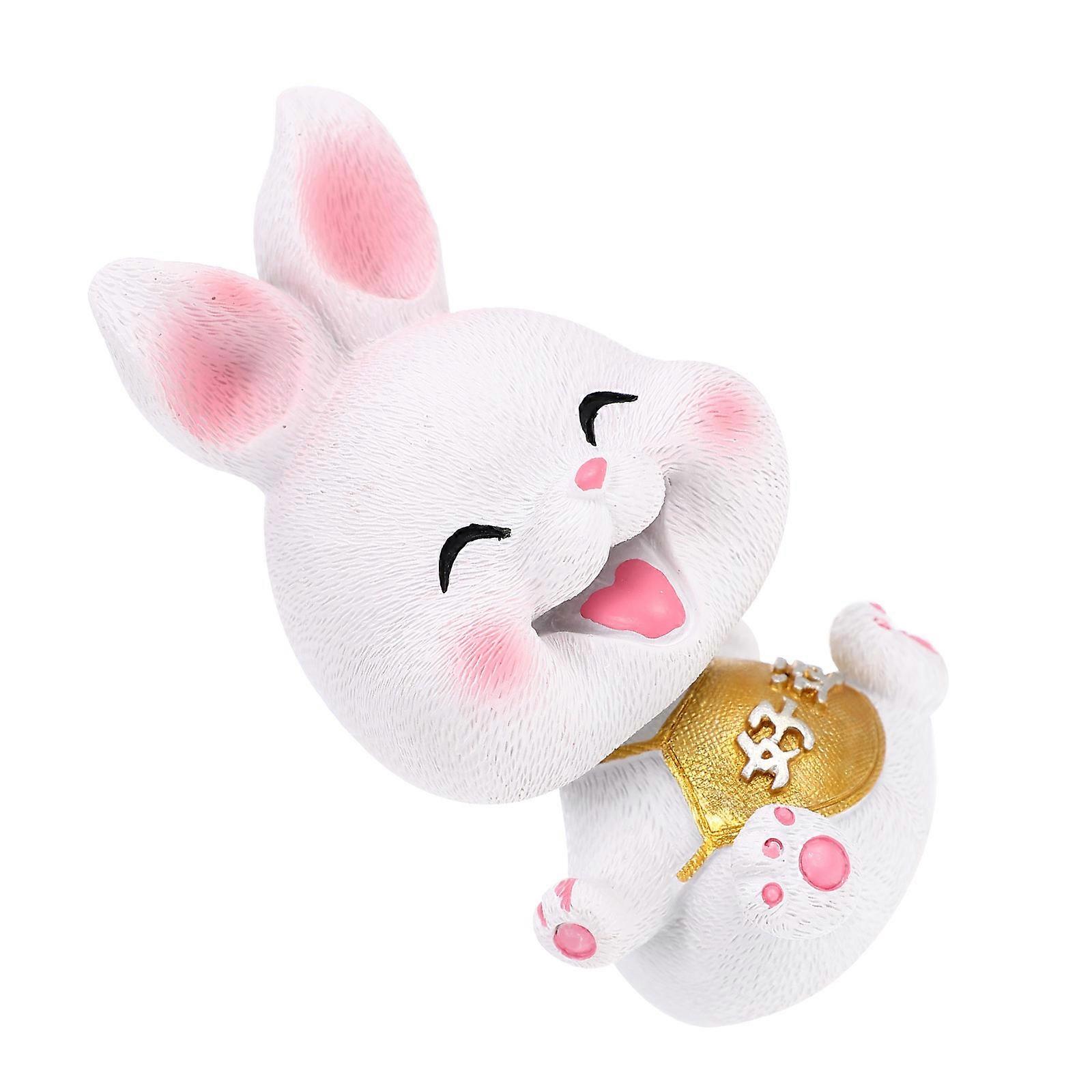 Resin Craft Rabbit Ornament for Decoration Use 3Pcs Head Shaking Bunny Decor