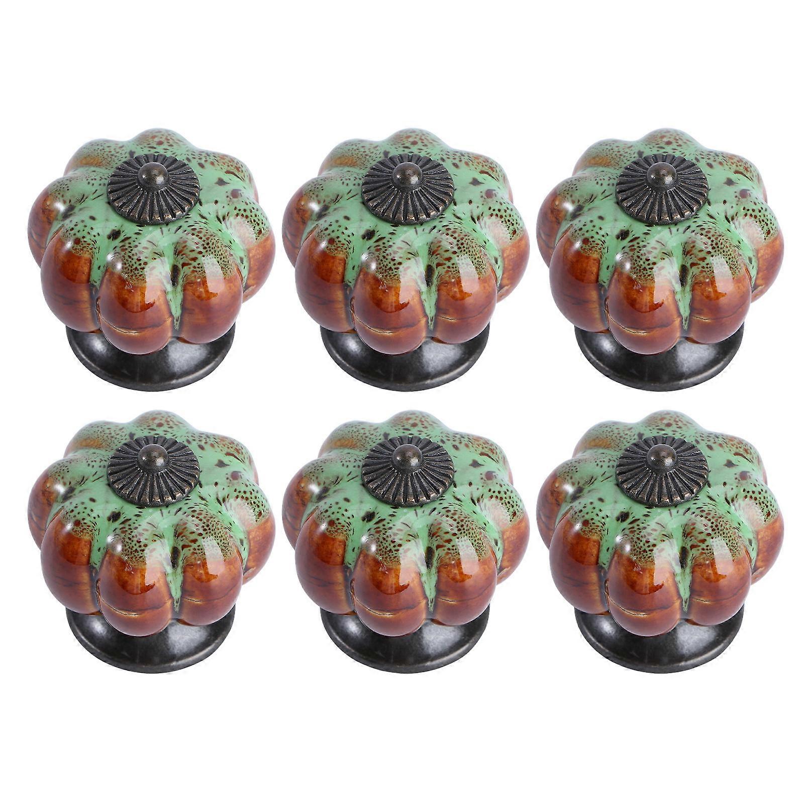 Cupboard Pull Knob Ceramic Pumpkin Handle for Drawer 18Pcs Multi Color