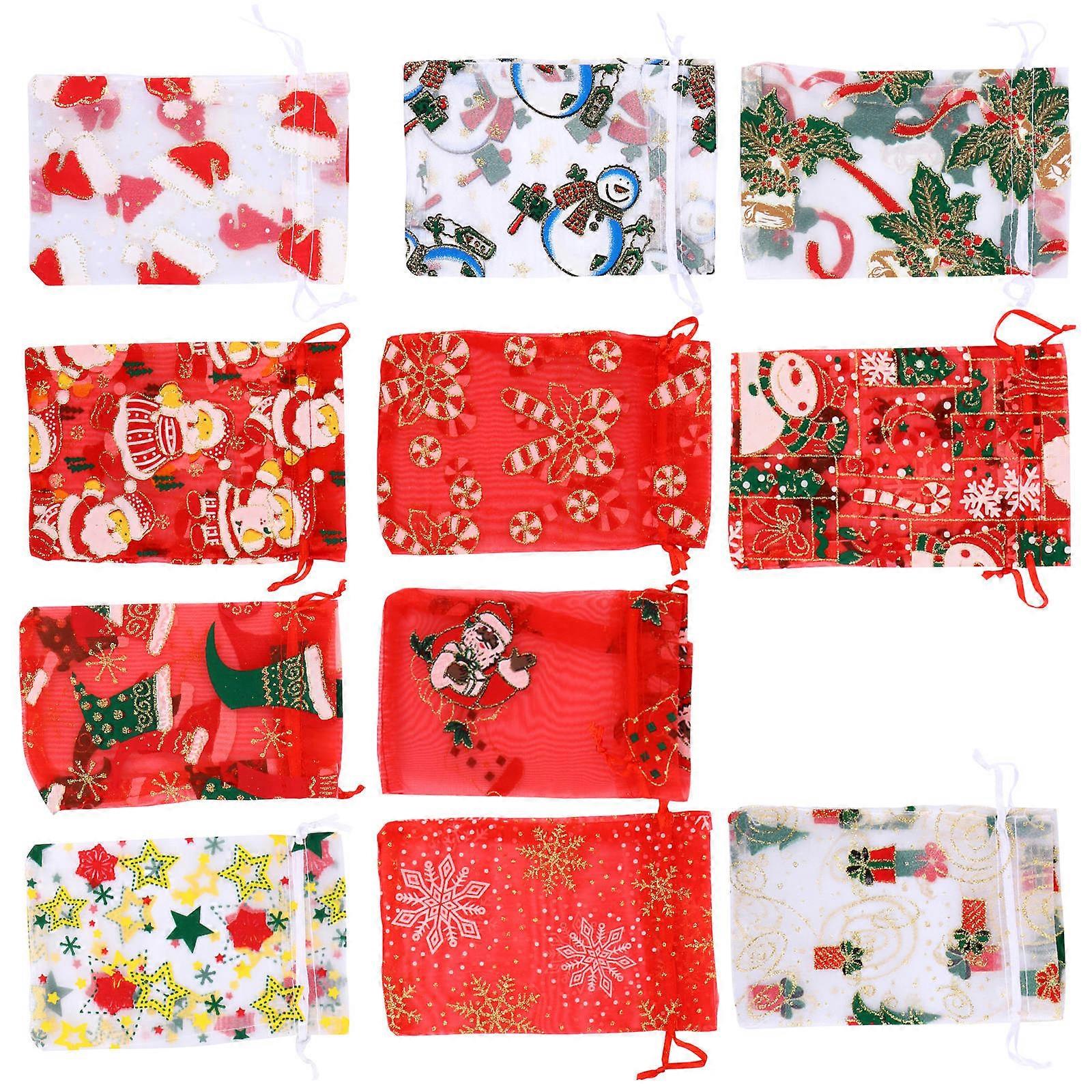 Christmas Candy Bag Gift Pouch Drawstring Bag for 88Pcs Gift Storage