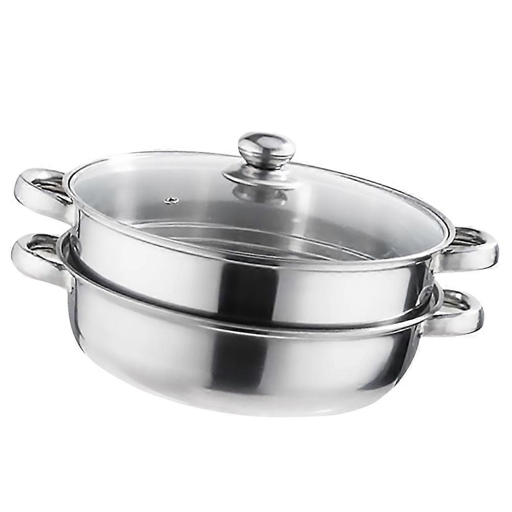 Steam Pot Multifunctional Double Layers Stockpot for Home Use Silver