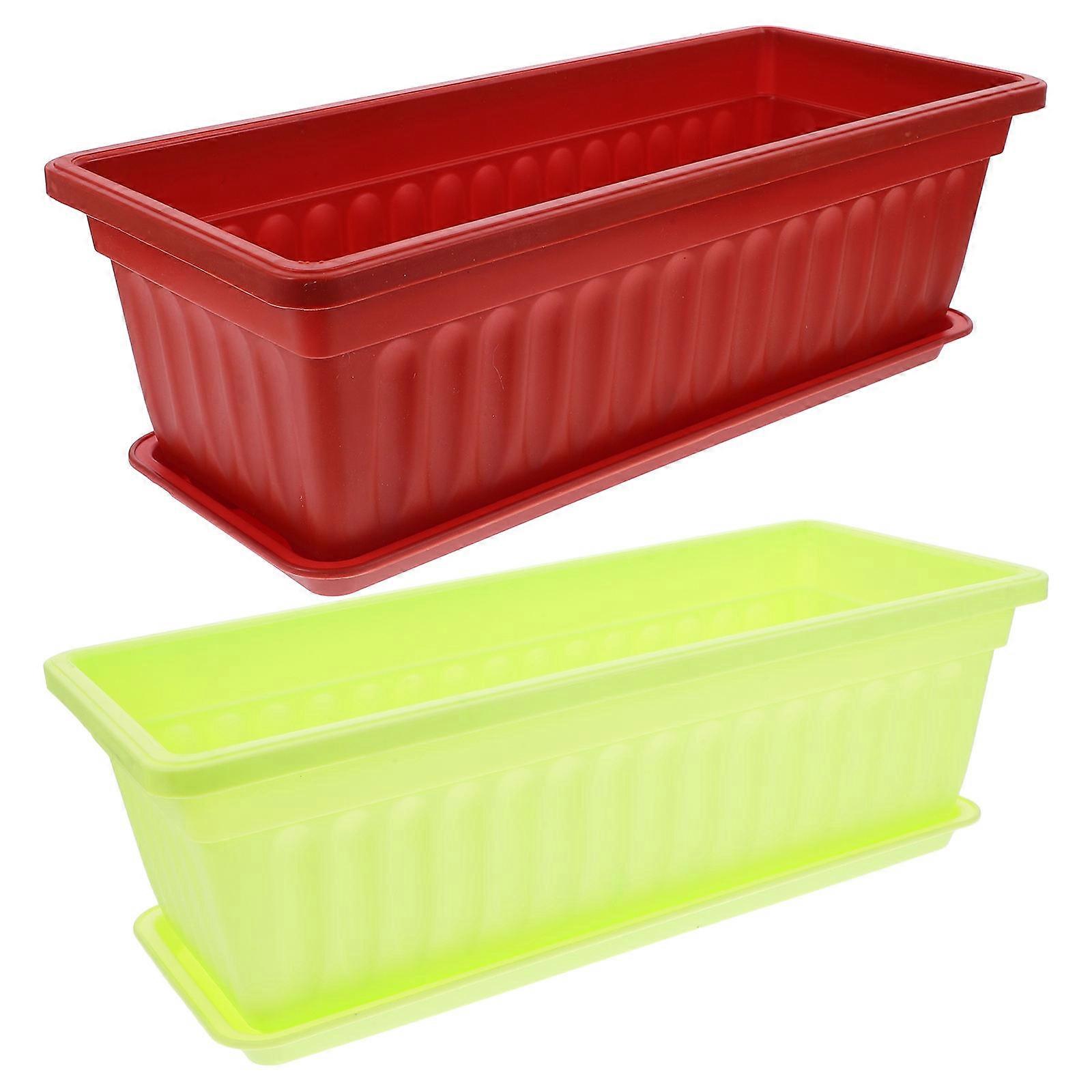 Plastic Flower Pot Large Balcony Gardening Rectangular Pot 4Pcs Set