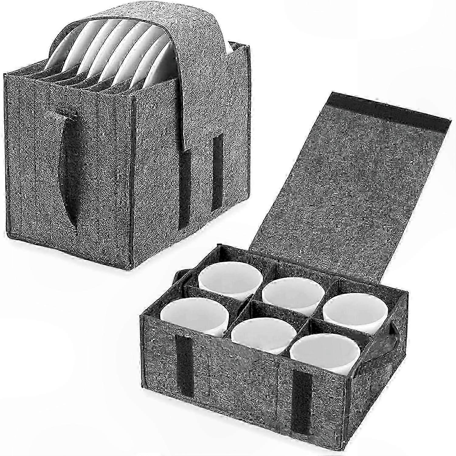 RV Dinnerware Organizer, Felt Storage Bag with Handles for Camping Tableware, Glassware, and Mugs in Motorhome Cabinets