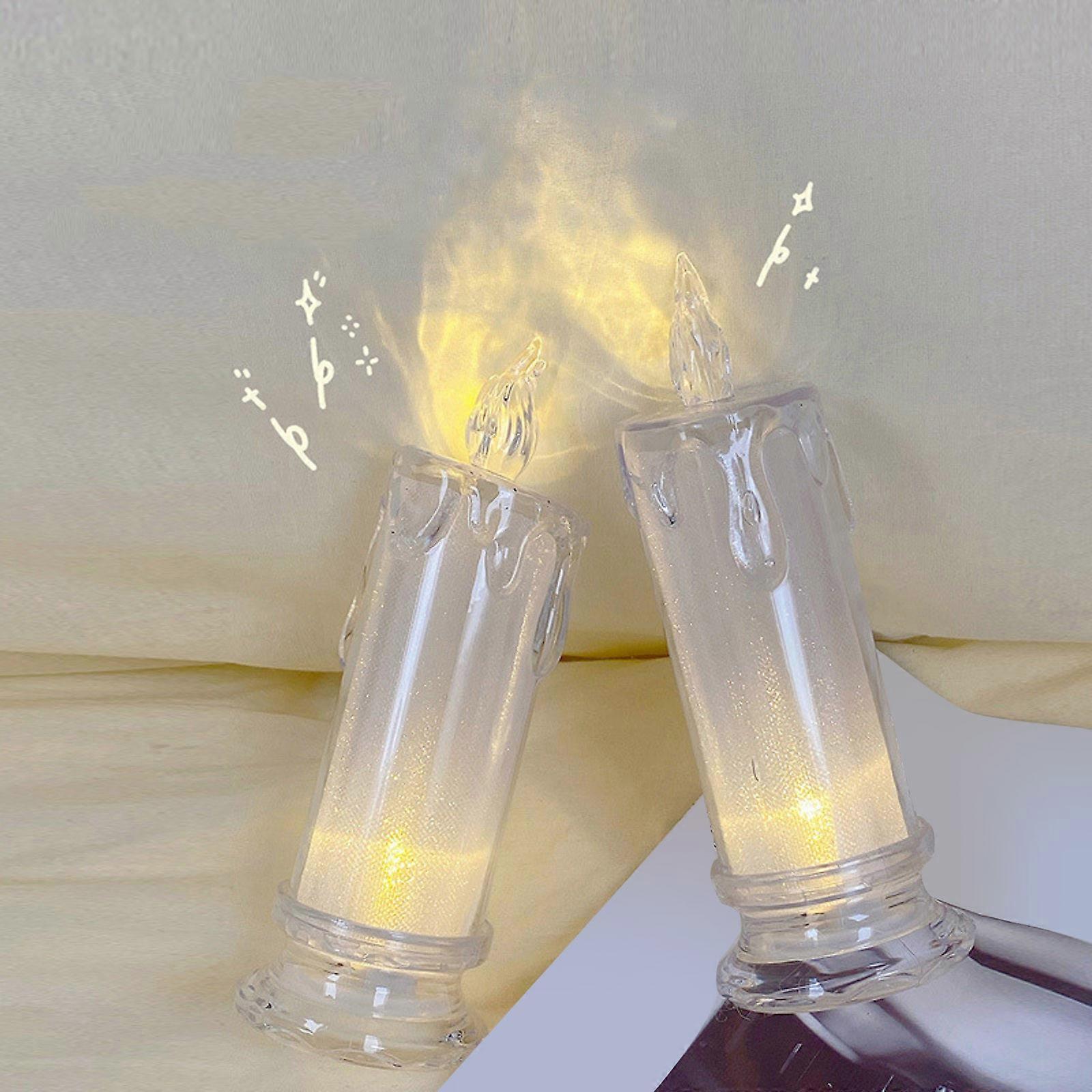 Flameless Candles with Embedded Star String, Battery Operated Flickering LED Pillar Candles Remote Control Timer, Home Decor