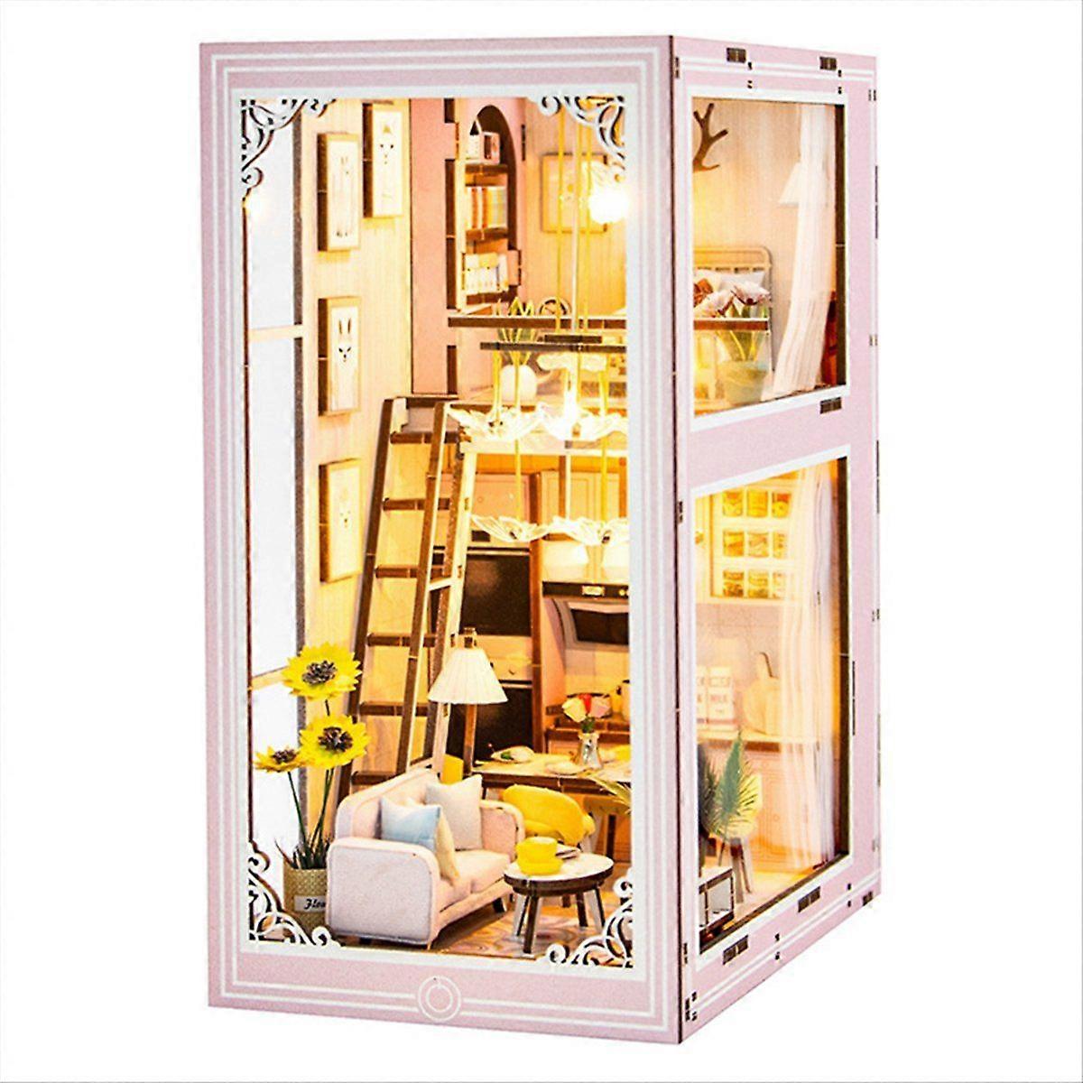 DIY Book Nook Kit Miniature Doll House with LED Light 3D Puzzle Model