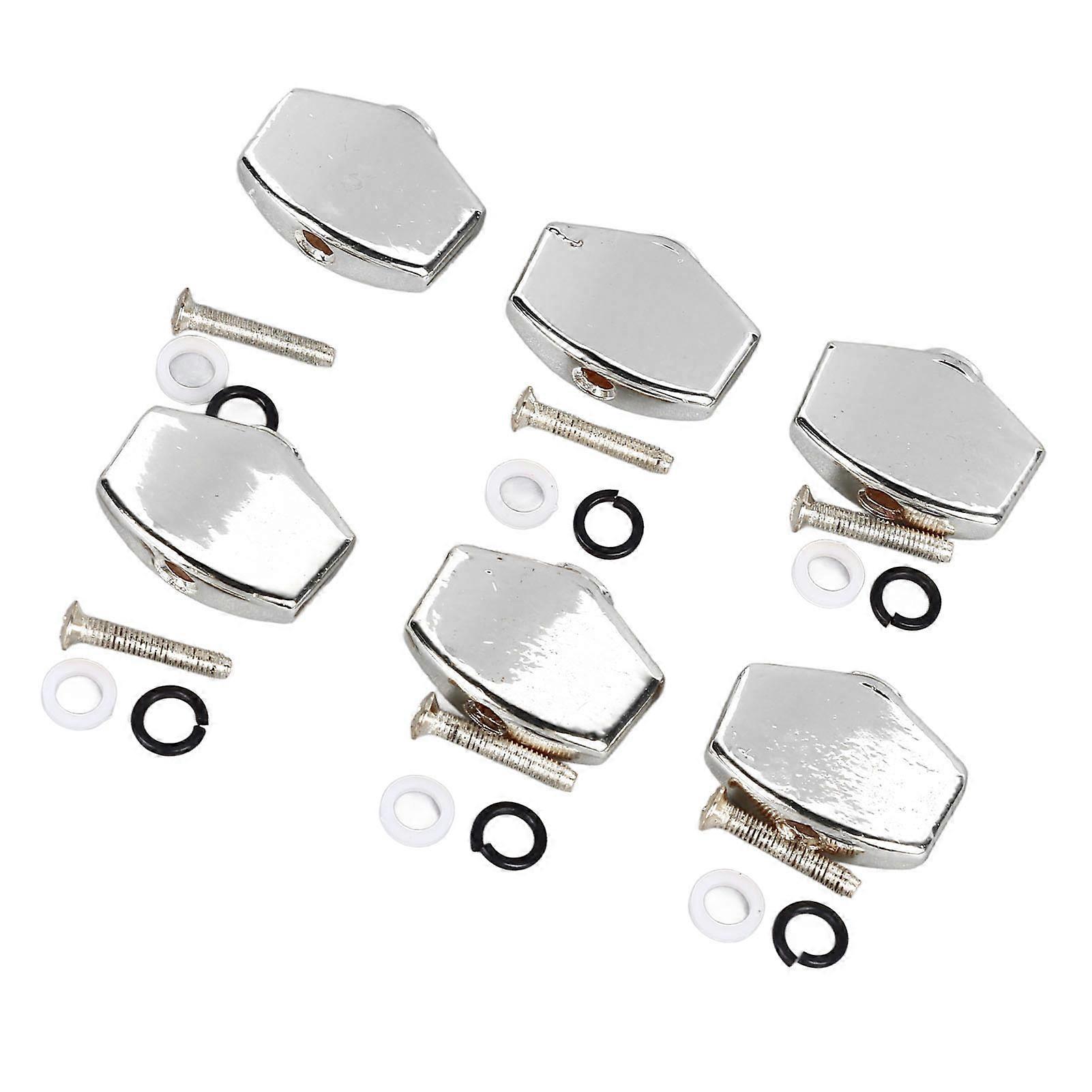 6Pcs Silver Metal Guitar Tuning Peg Buttons Universal Replacement