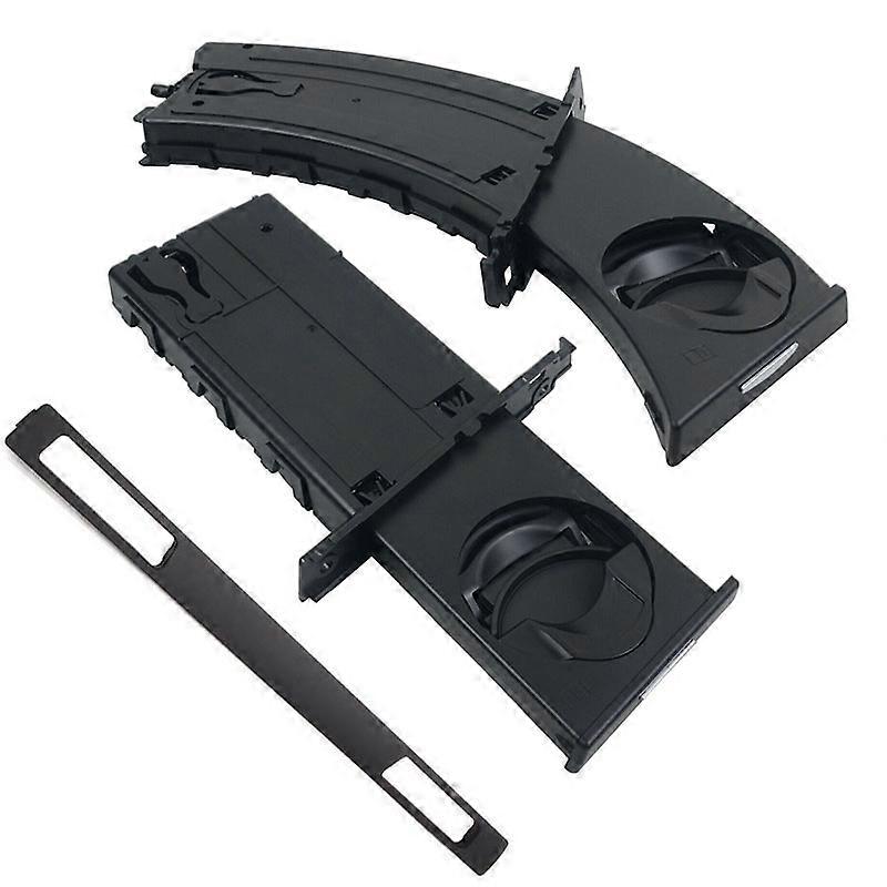 Car Left & Right Cup Holder Set with Trim Panel Black for- E90 E91