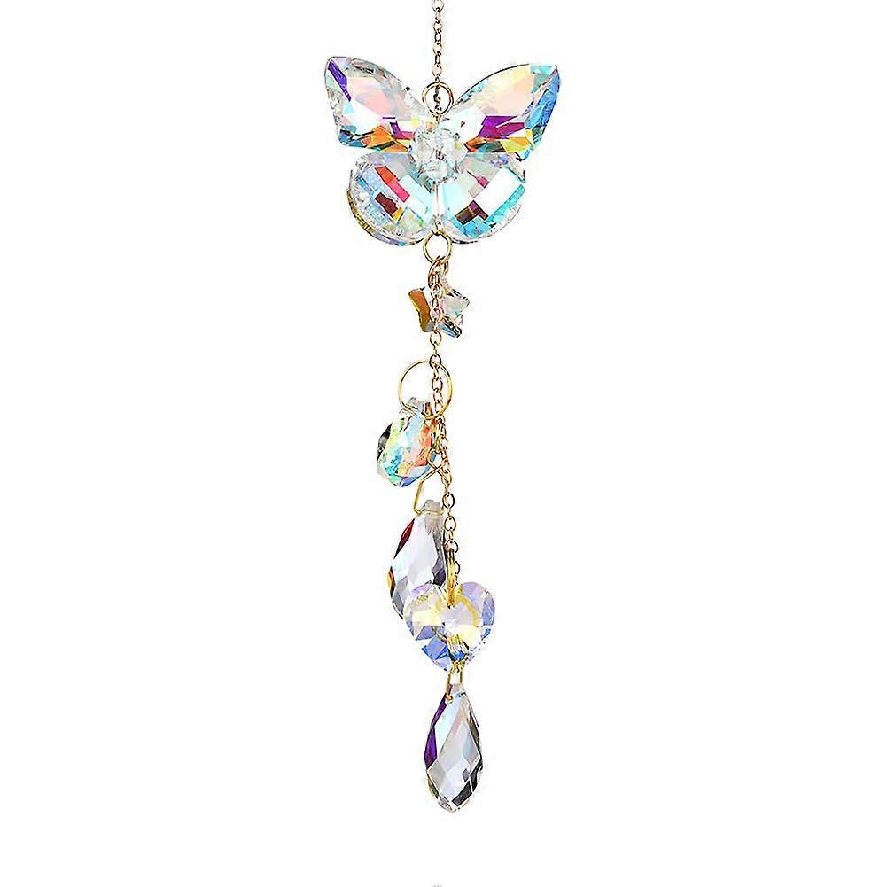 Crystal Butterfly Suncatcher 30 Cm Ornaments Prisms Window Hanging Rainbow Maker Garden Rearview Mirror Hooks