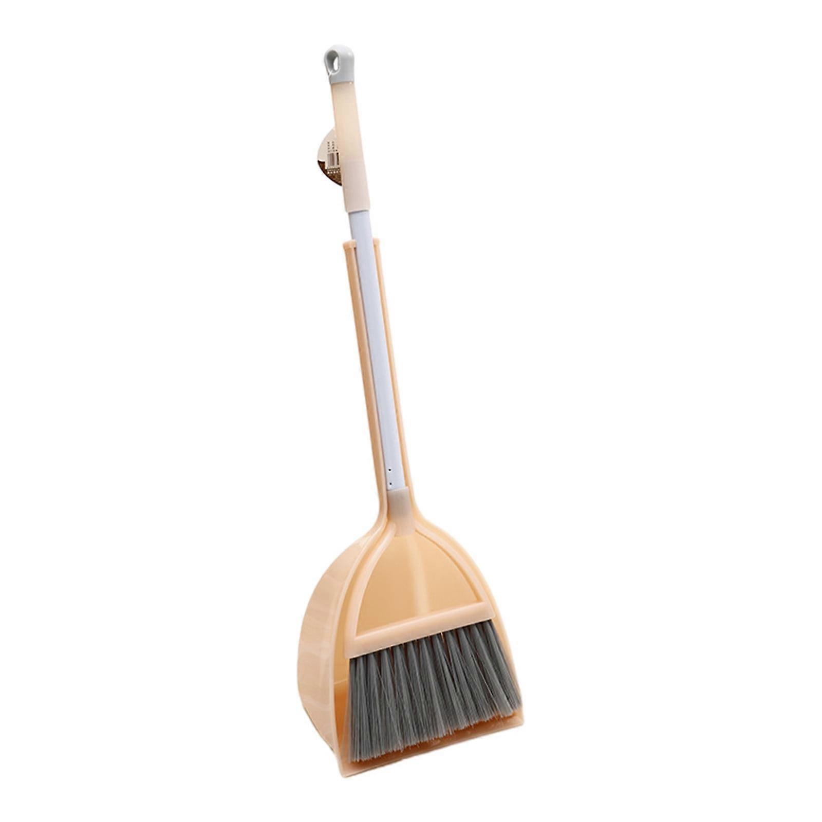 Upright Long Handle Broom and Dustpan Set for Home, Stainless Steel Handle Combo - Compatible with Home & Office Use