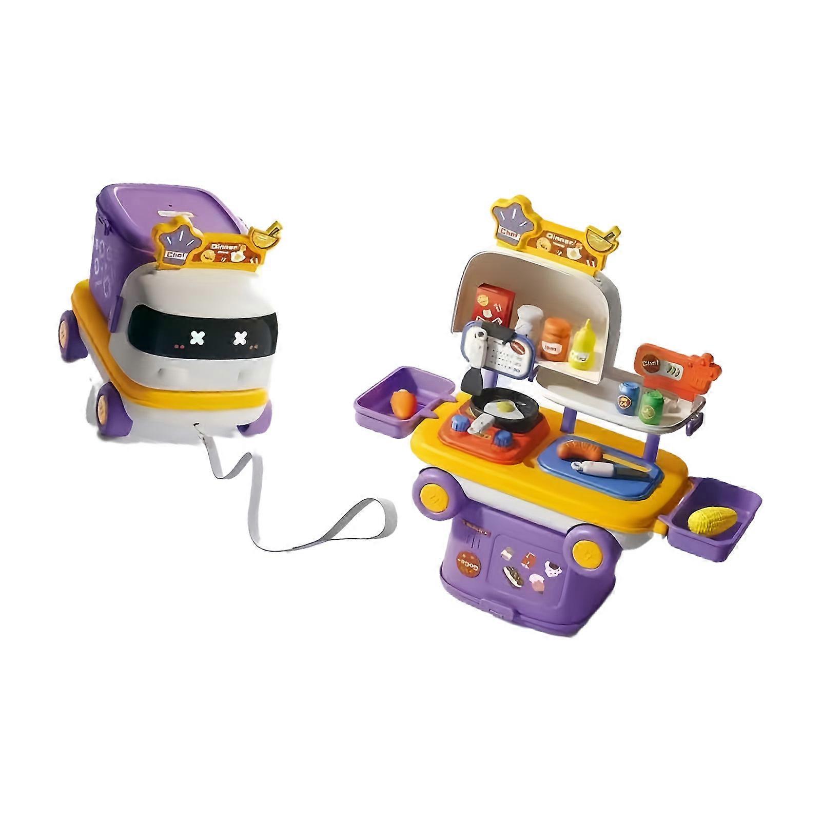 Modular Pretend Play Kitchen Makeup Set With Toy Vehicle For Early Childhood Learning And Social Interaction Multicolor