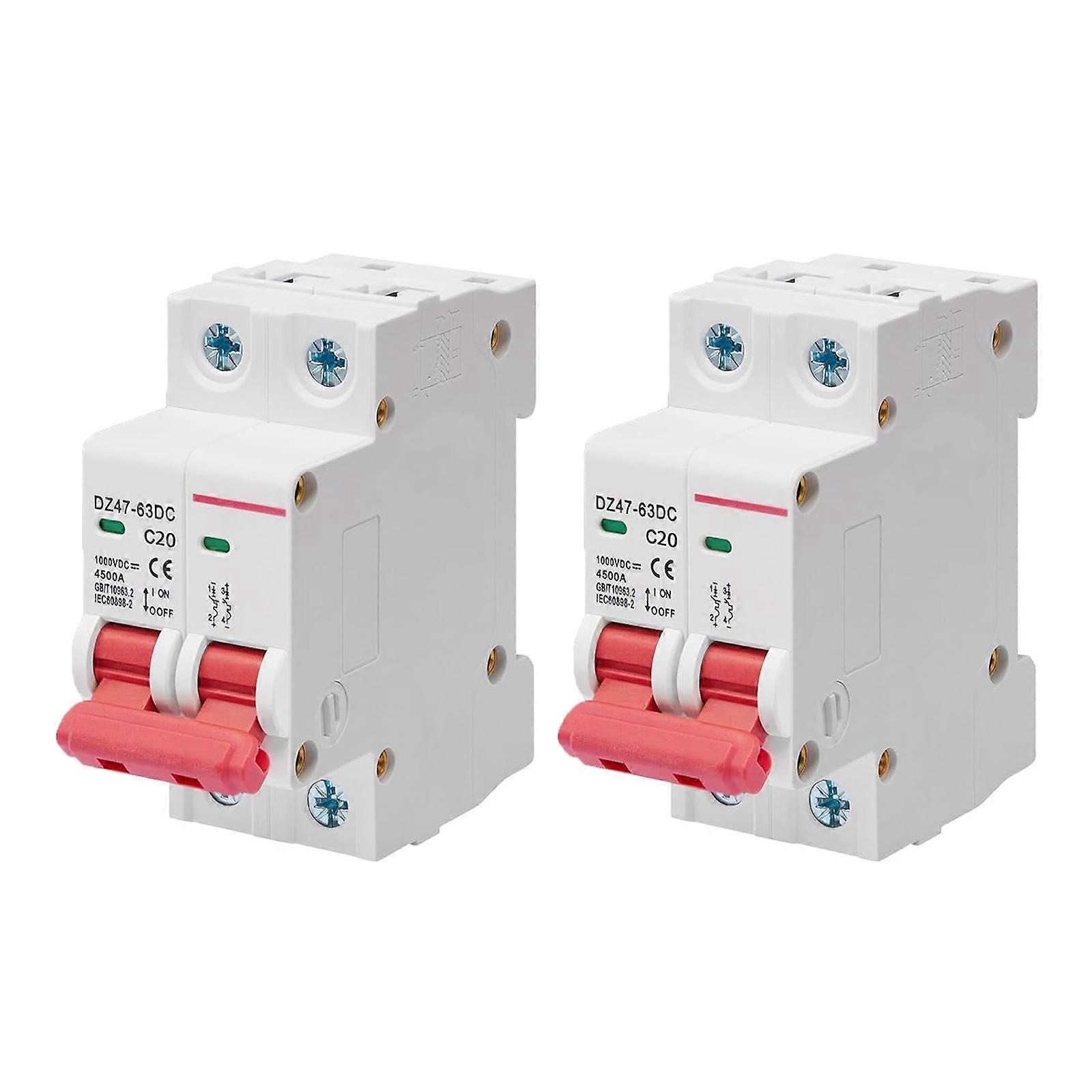 Modern 2P 20A Direct Current Electrical Device 6kA Safety Capacity Plastic Housing Circuit Break For Home Energy Systems Multicolor