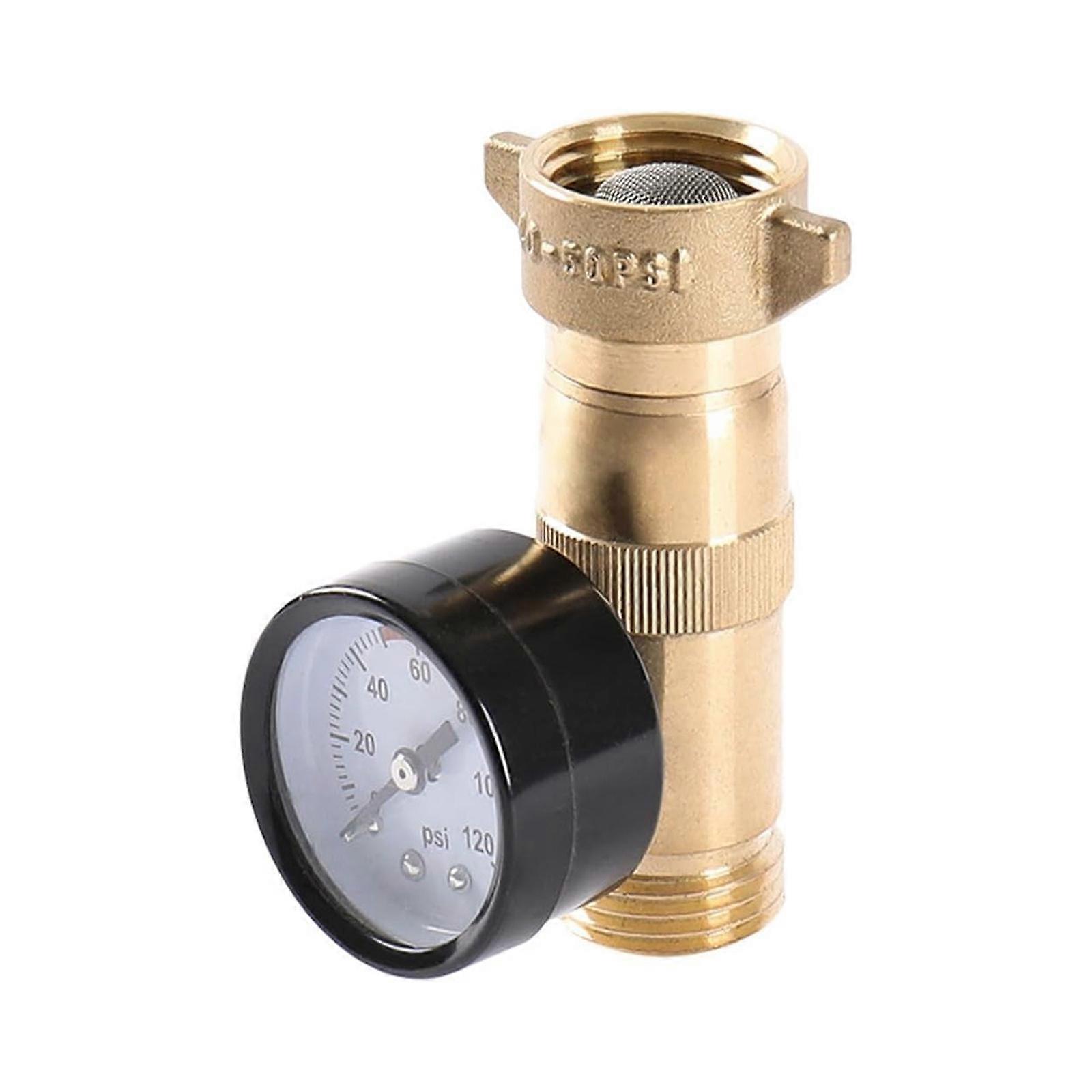 Brass Water Pressure Regulator Suitable For Rvs Caravans Trailers 3/4 Inch Leadfree Protective Pipeline with Instruments Multicolor